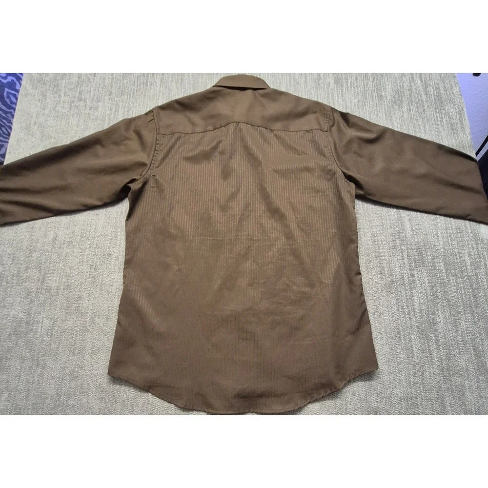 Level Ten men's brown western style shirt XL white details‎ button up rodeo